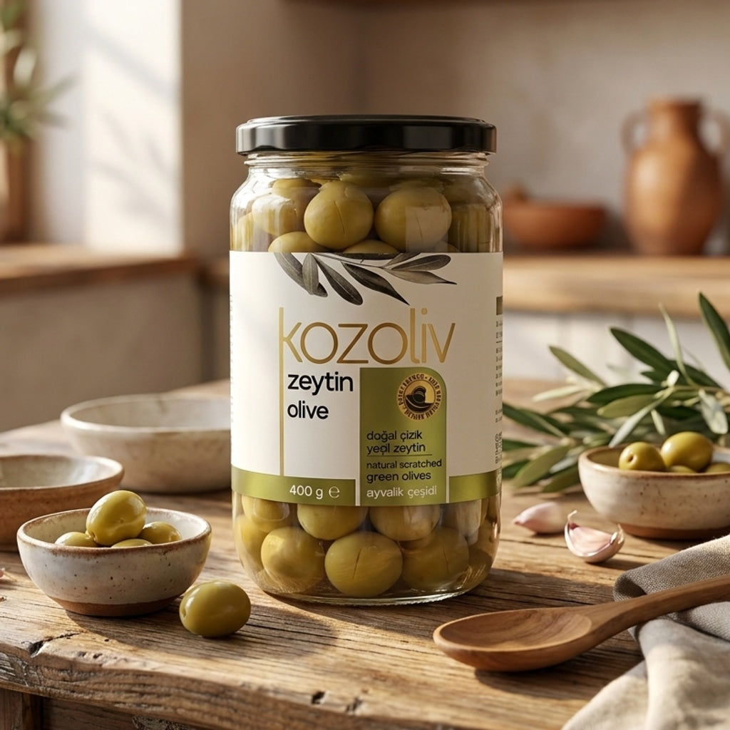 Scratched Turkish Green Olives 400g