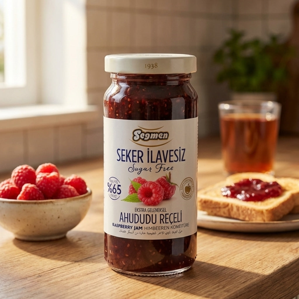 Sugar Free Raspberry Jam 270gr ( Şeker ilavesiz Ahududu Reçeli )