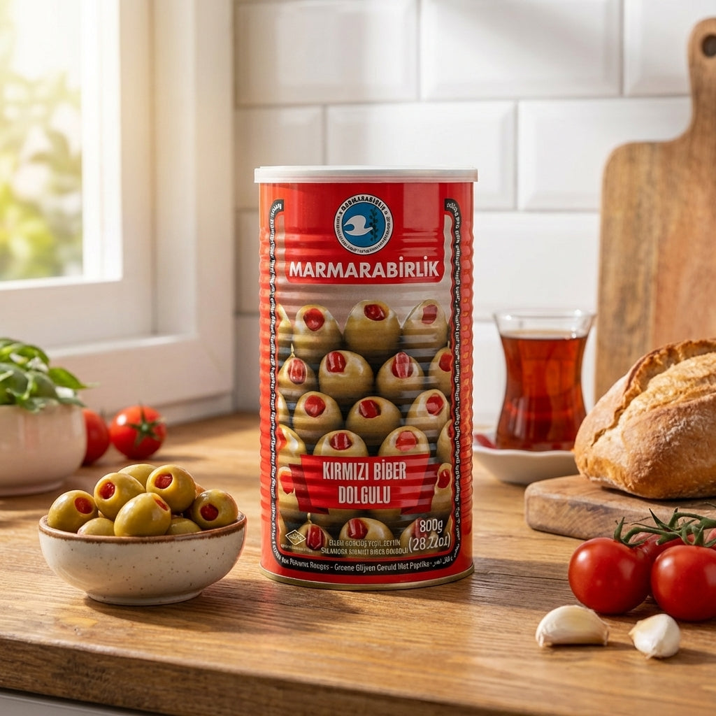 Pepper Stuffed Green Olives ( 181-230) ( Kapya Biber Dolgulu Yeşil Zeytin )