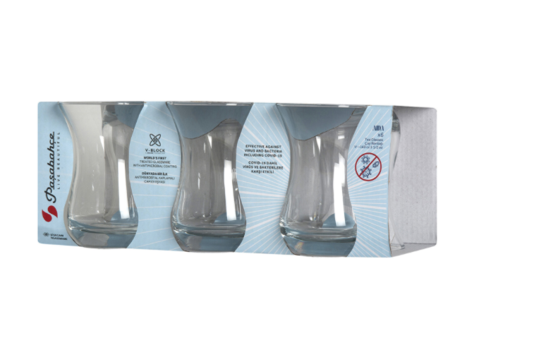 V-Block Aida Tea Glass 160cc, 6 Pieces (Aida Çay Bardağı 160cc, 6 adet).