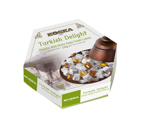 Turkish delight with double-roasted pistachio (Çifte kavrulmış fıstıklı lokum)