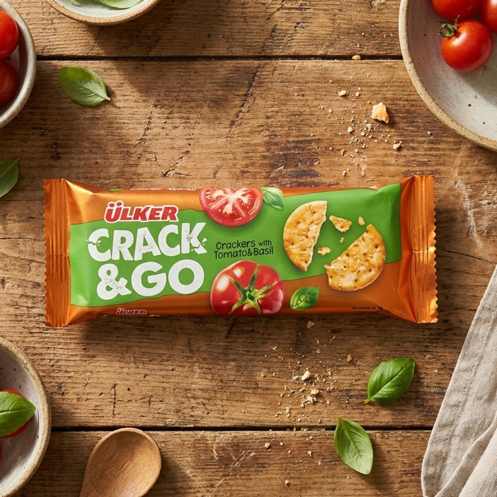 Baked Cracker Sticks Tomato & Basil 36g (Ülker Crack&Go Domatesli Fesleğenli)