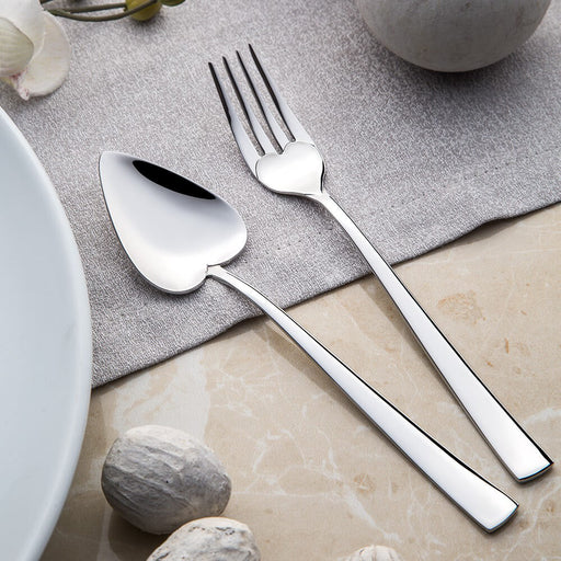 Desert fork & spoon, Heart shaped -12 pcs (Kalpli tatlı çatal kaşık seti - 12 parça).