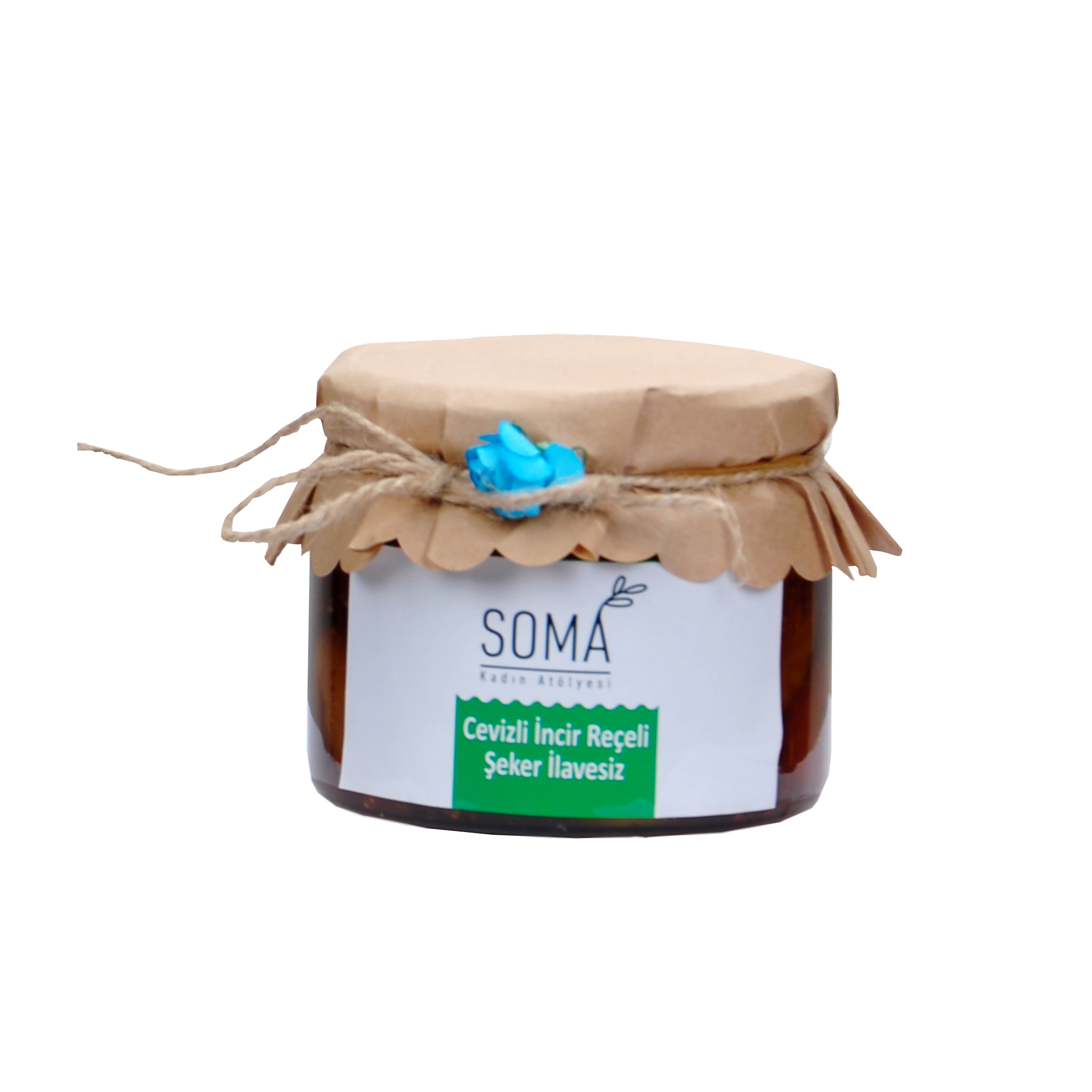 No sugar fig jam with walnut (Şekersiz, cevizli incir reçeli).