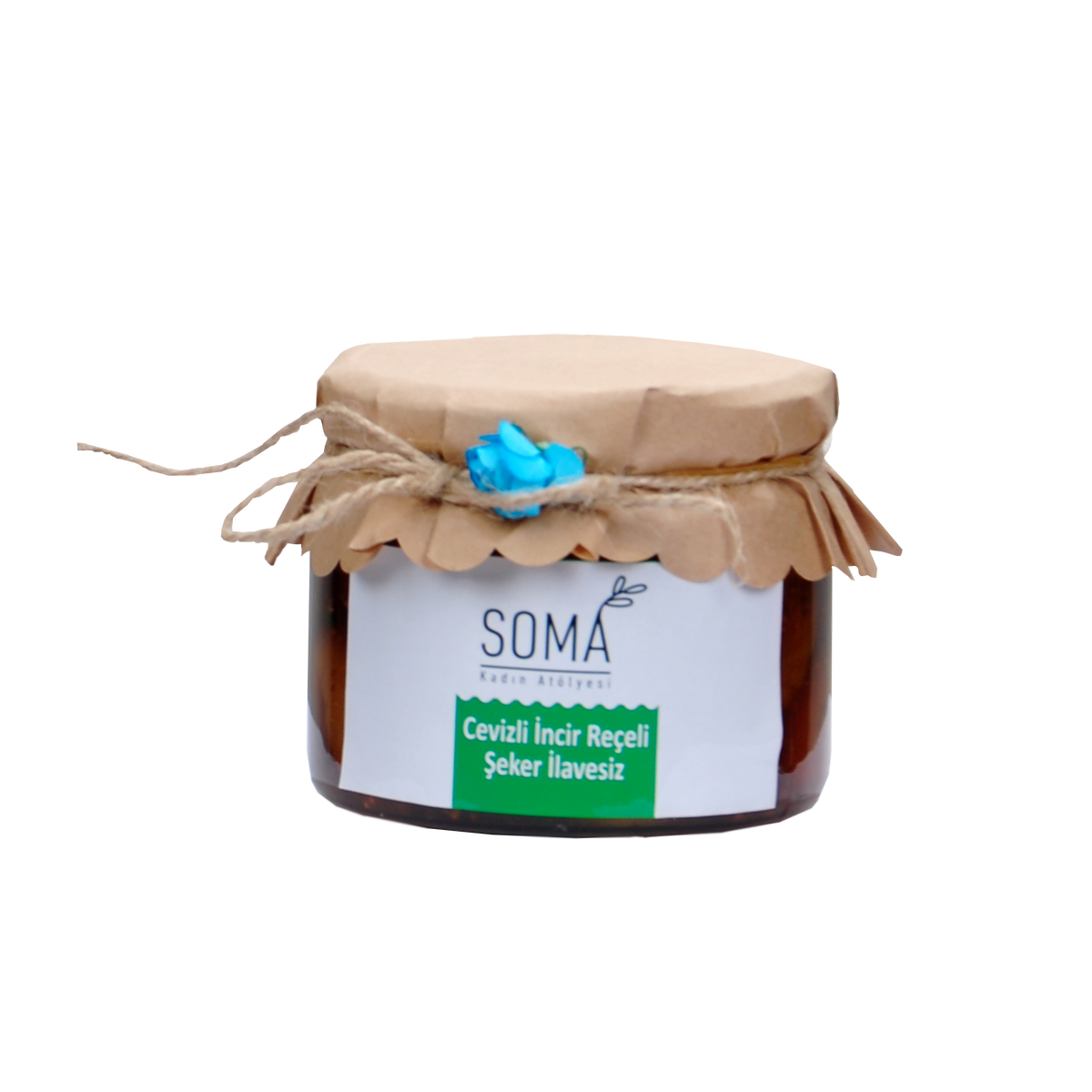 No sugar fig jam with walnut (Şekersiz, cevizli incir reçeli).