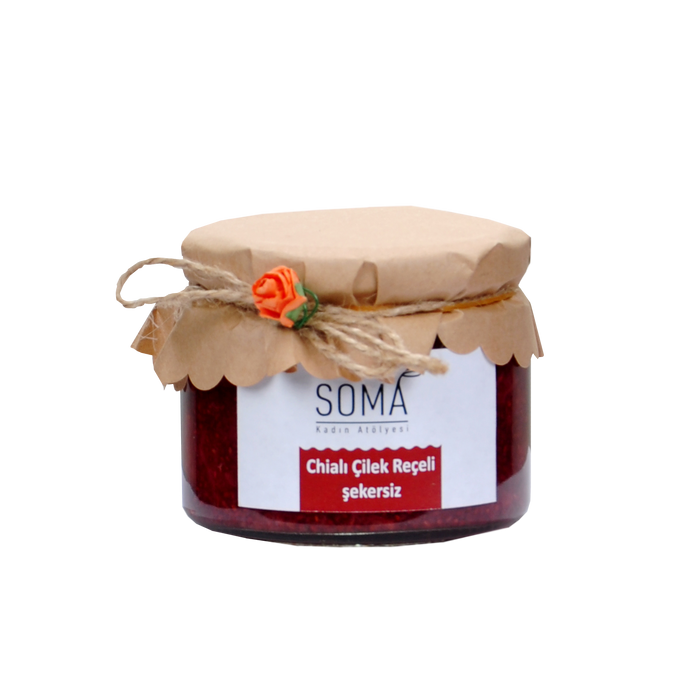 No sugar strawberry jam with chia (Şekersiz, chialı çilek reçeli).
