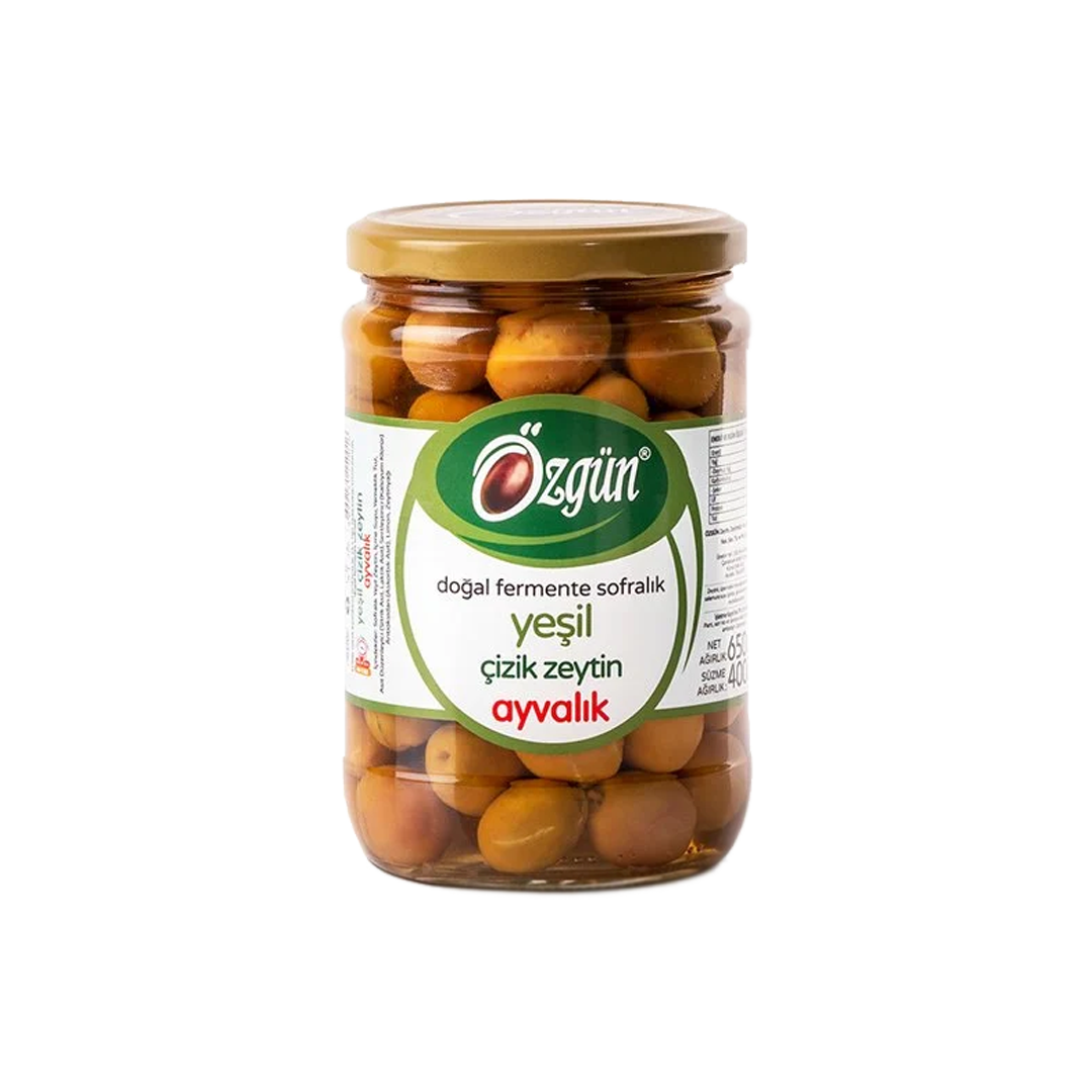 Ayvalık scratched green olives 430 gr (Ayvalık çizik yeşil zeytin)