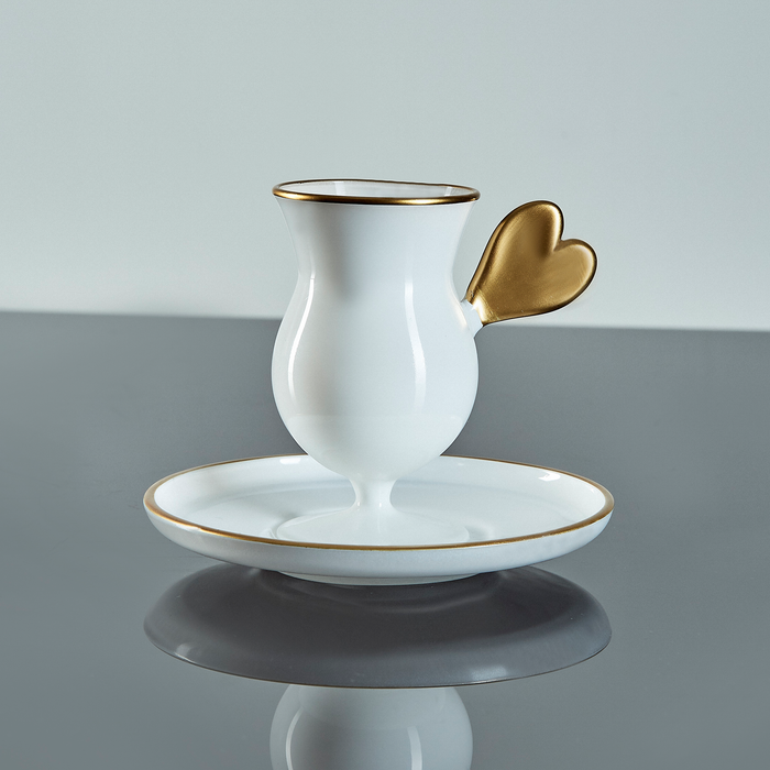 Set of Turkish coffee cups, Heart & Wings Collection.